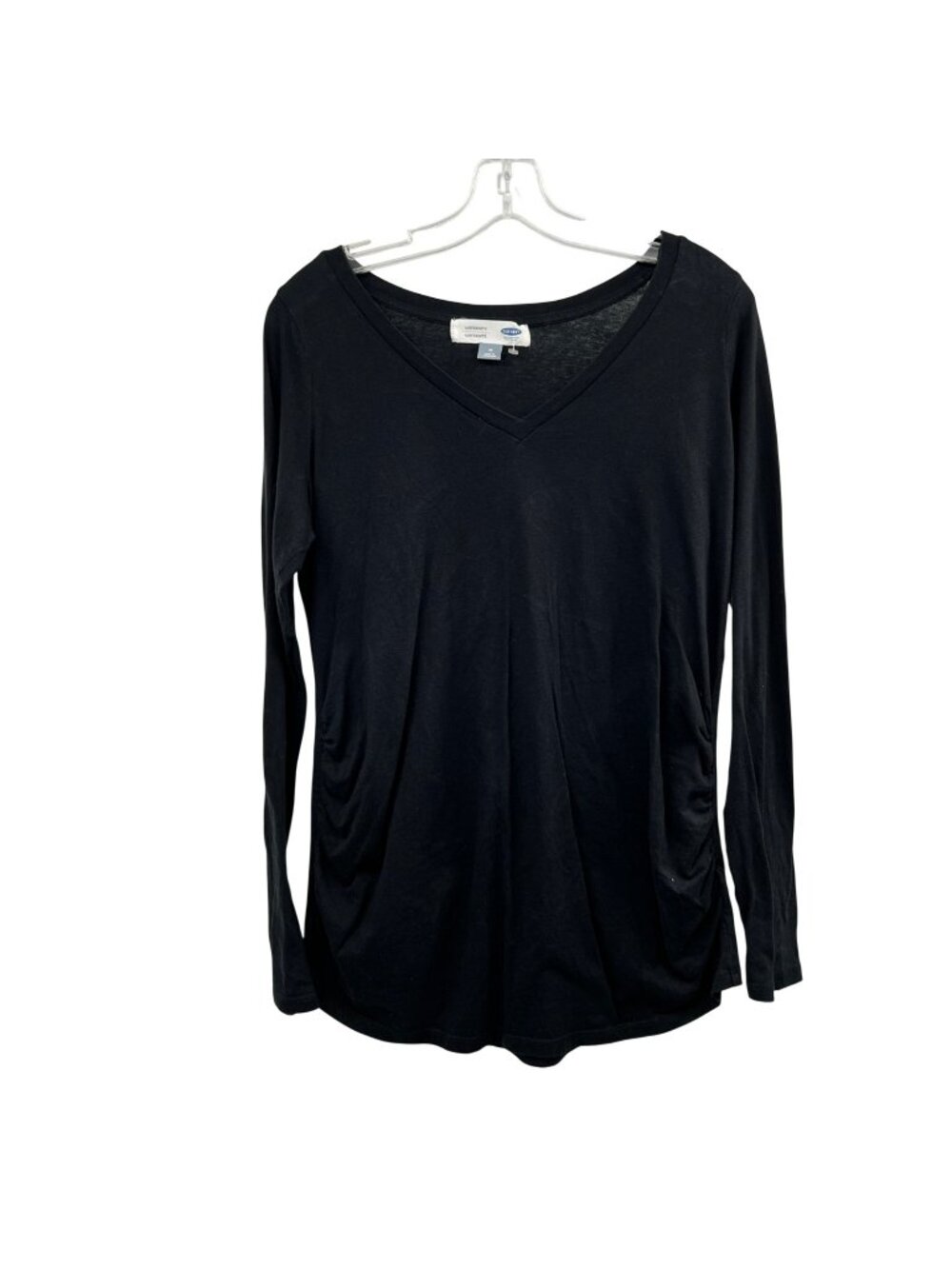 Old Navy Maternity Long Sleeve Tee Black Ruched V-Neck Size Medium